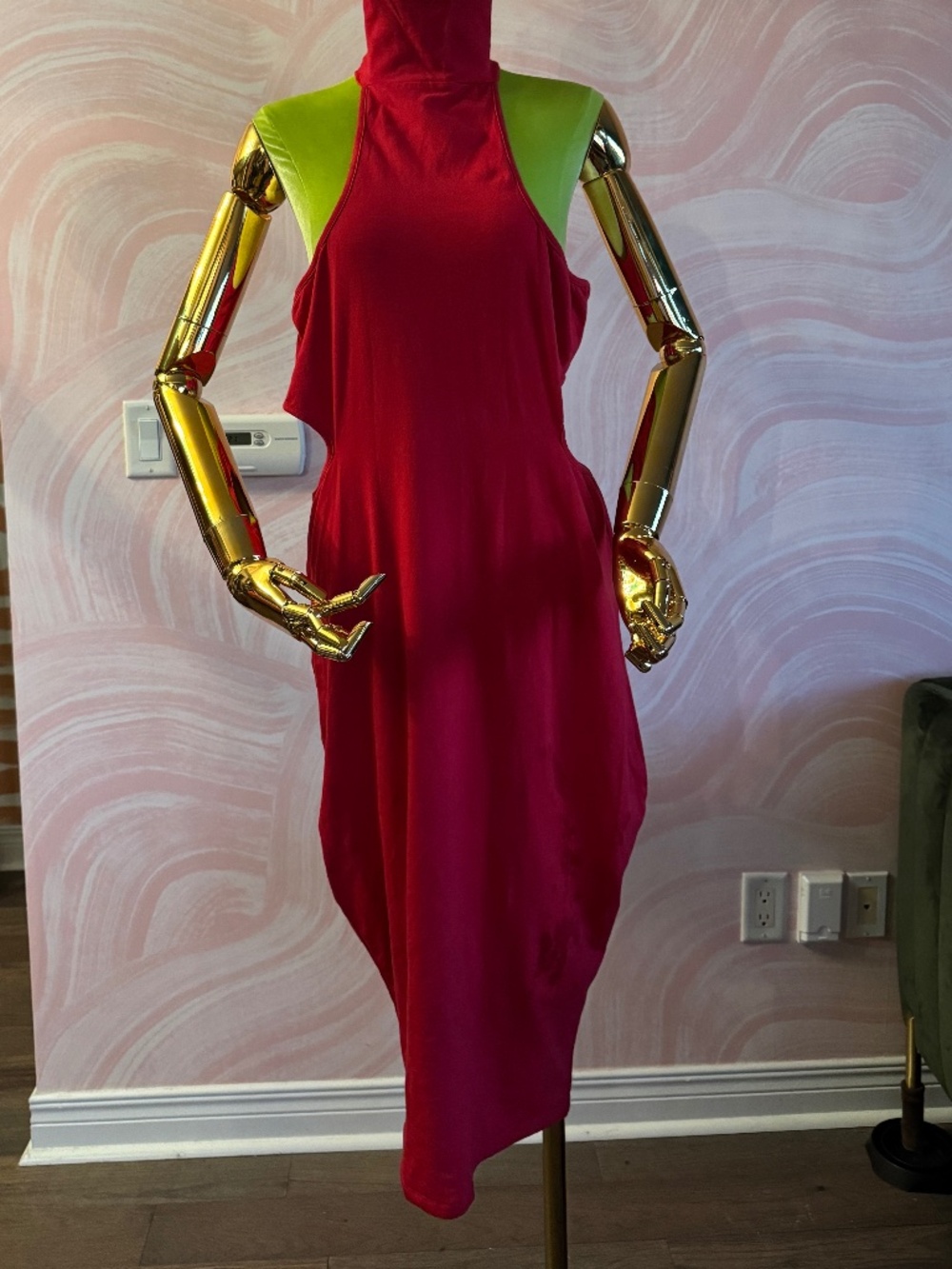 Red body con dress